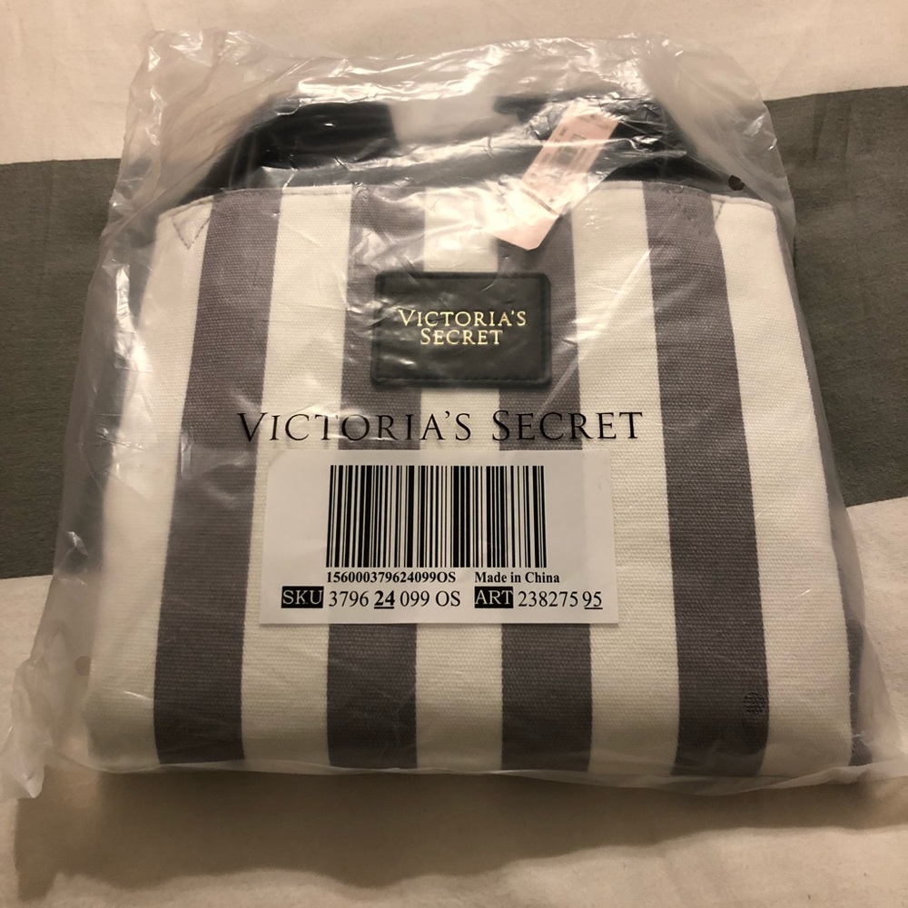 Victoria’s Secret oversize striped canvas tote NWT
